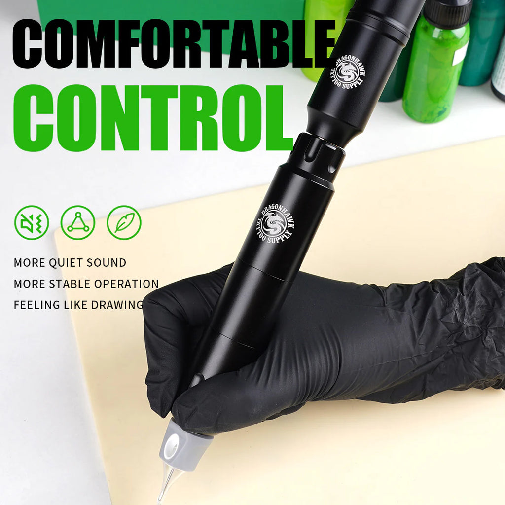 Máquina de Tatuaje Dragonhawk S12 con Carrera de 3.0MM Kit de Batería Inalámbrica