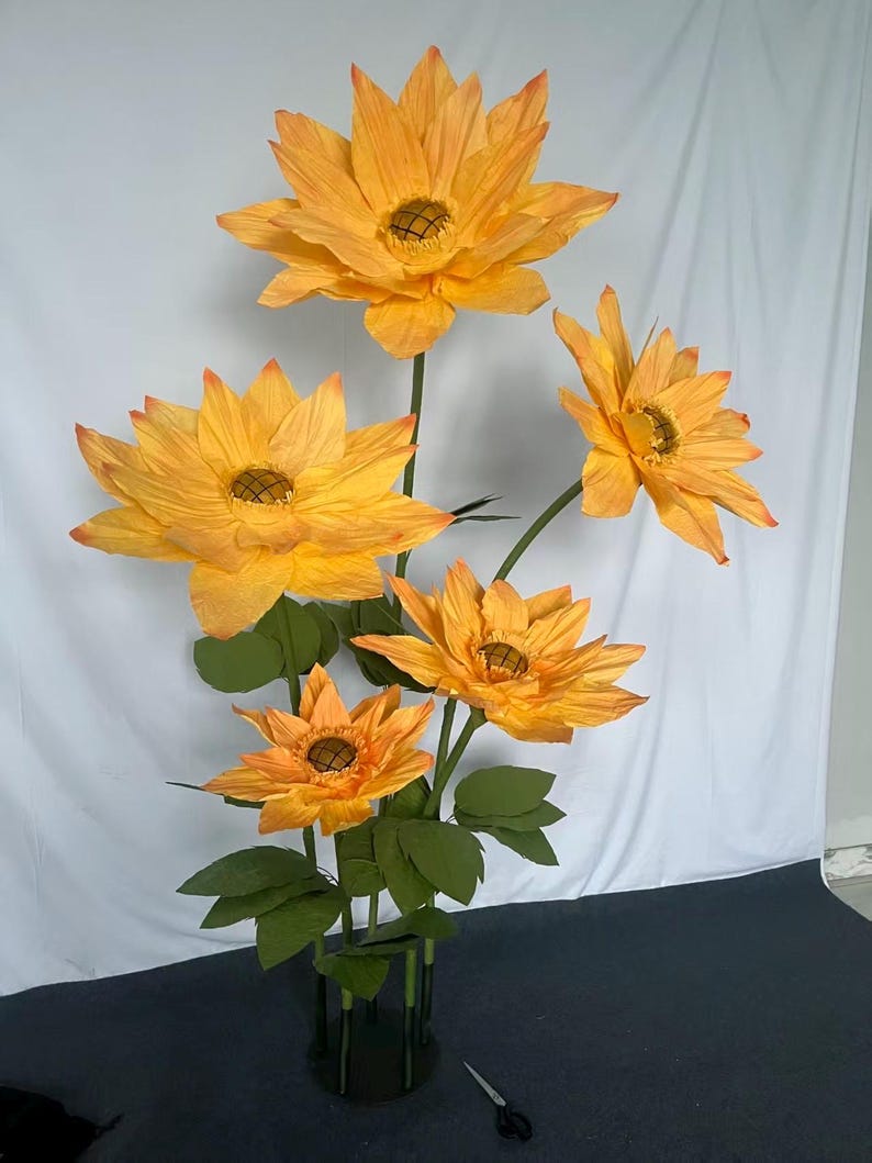 Girasol gigante de papel crepé, 80 cm, decoración para bodas