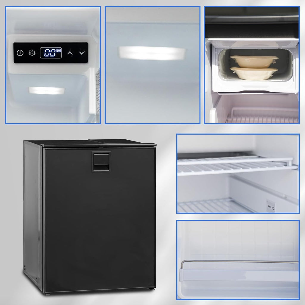 Techomey Frigo Compression 12V, 85L de Voiture, Congélateur 12V/24V, Frigo à Compresseur, pour Voiture, Camion, Camping car, Caravane, Fourgon, Van Aménagé, Noir