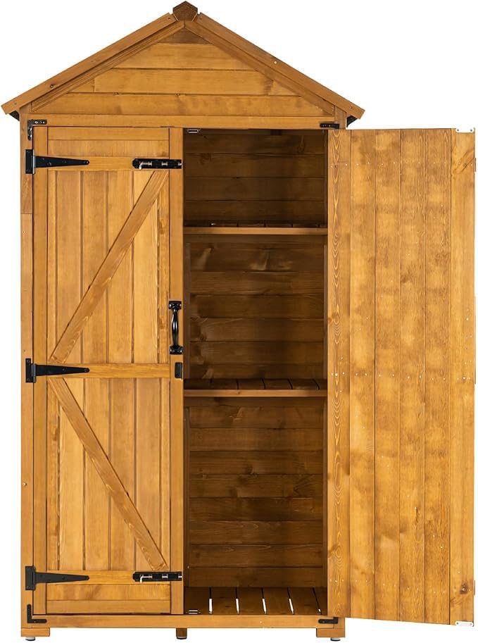 M MCombo Armoire de Jardin avec Toit à pignon en Bois imperméable Gris/Naturel 1000D 48 x 90 x 178 cm (Naturel)