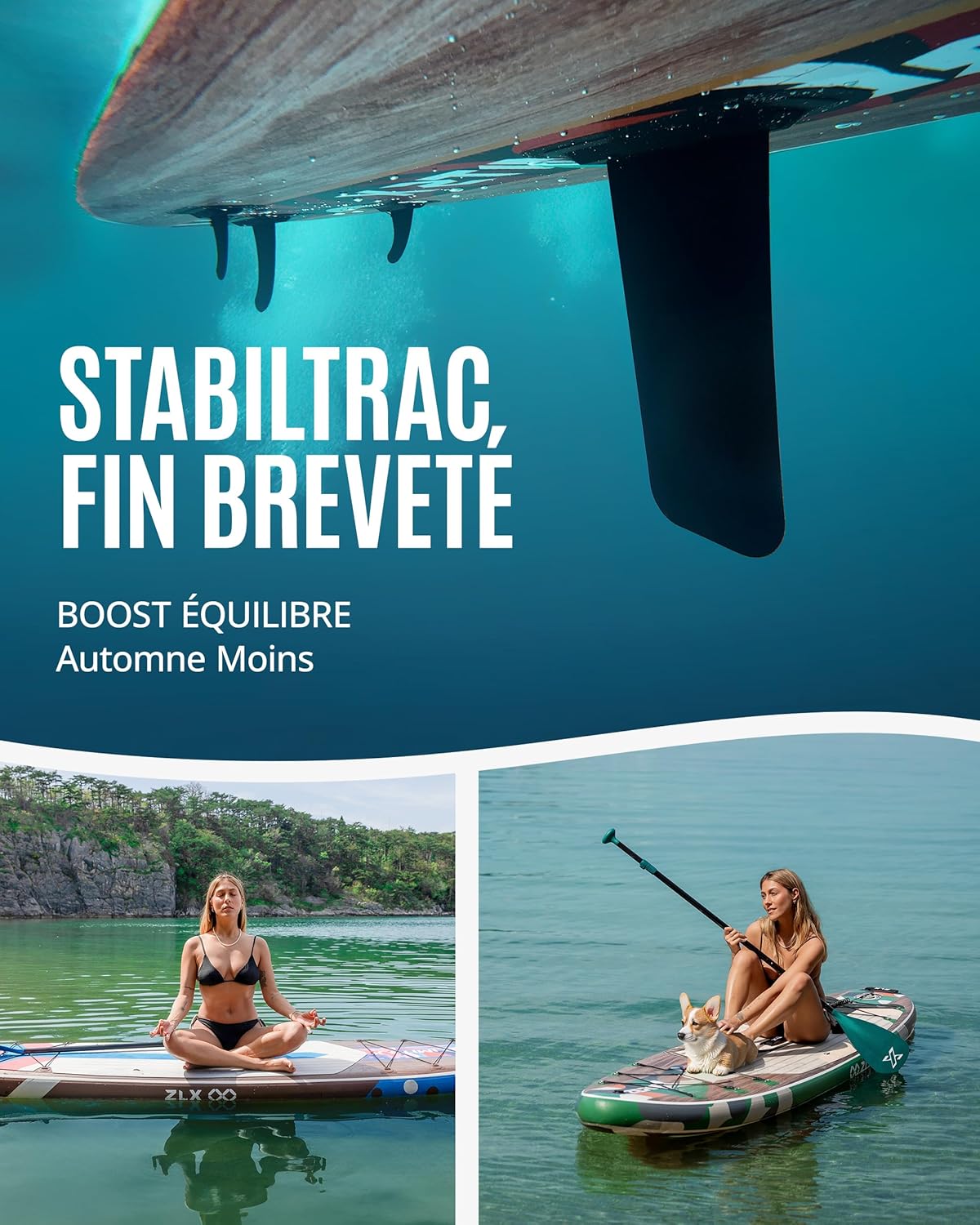 ZLX Paddle Gonflable Adulte 2 Place Stand up Paddle Gonflable avec Accessoires Sup Board pour Les Adolescents et Les Adultes de Tous Les Niveaux de compétence, Kayak/Bateau avec siège 10'6" x 33"