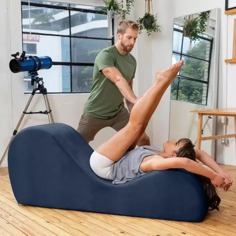 Avana Sleek Chaise Lounge for Yoga - Made in The USA - Great for Stretching, Relaxation, Exercise & More, 60D x 18W x 26H Inch, Light Grey
