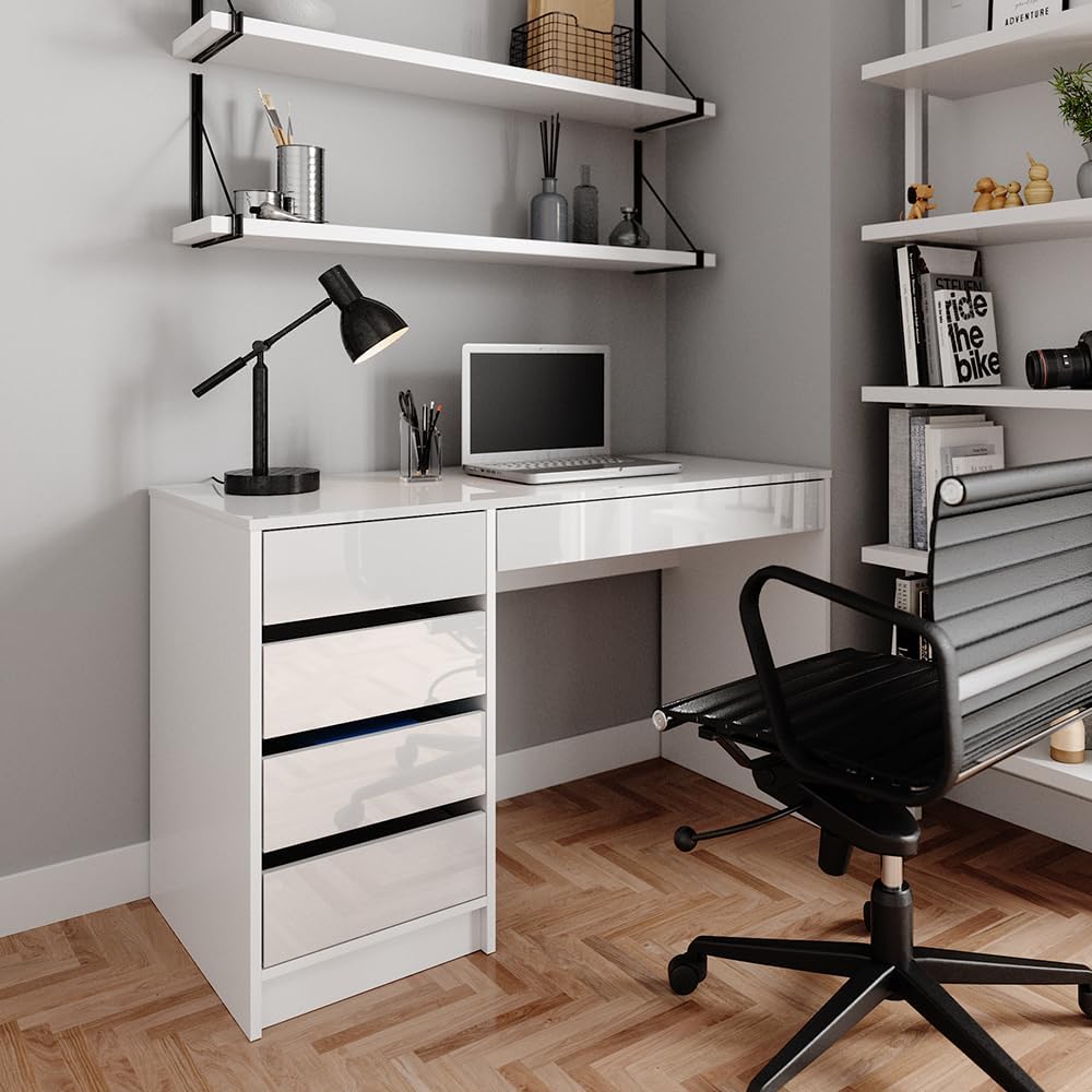 Vicco Coiffeuse Sherry, Blanc Haute Brillance, 120 cm sans Miroir