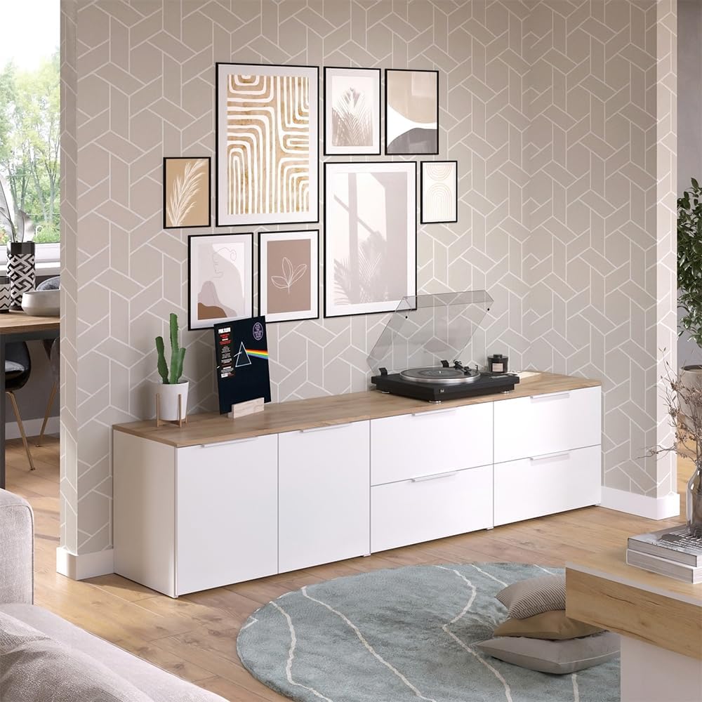 Vicco Meuble-paroi Wido, Blanc/Sonoma, 3 pièces