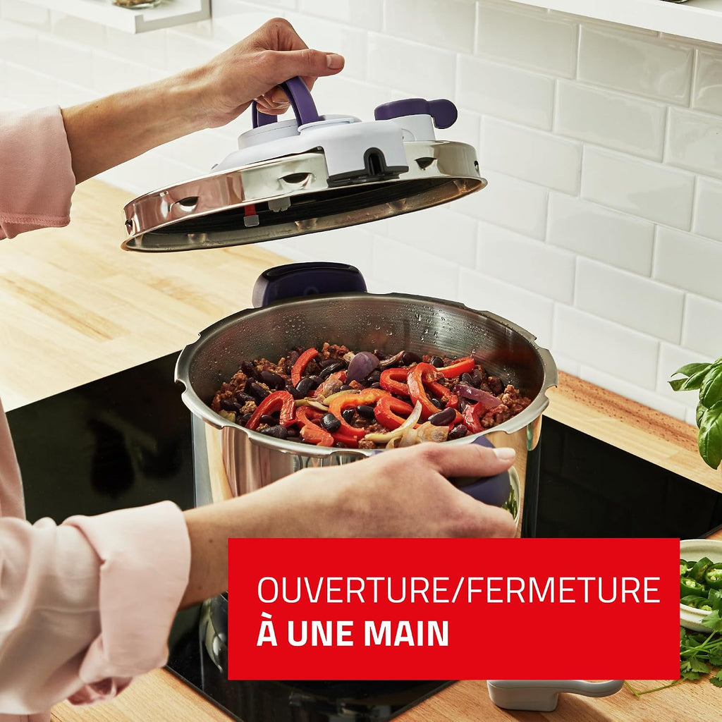 Seb Clipsominut’ Perfect Cocotte-minute 9 L, Autocuiseur induction, Facile à utiliser, Minuteur, Livre 100 recettes inclus, Fabriqué en France, Violet P4624900