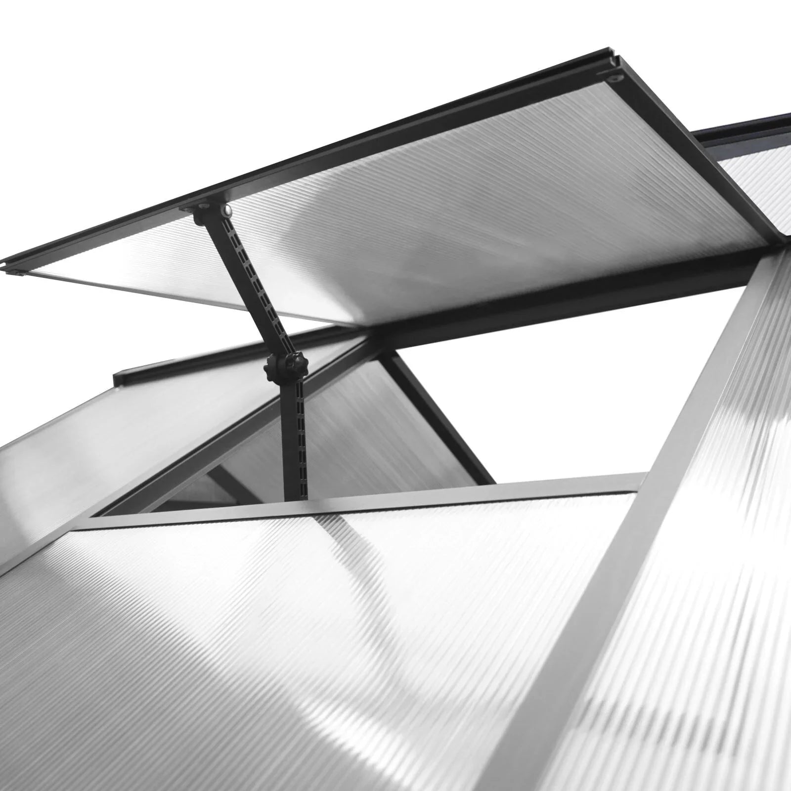 Serre de jardin aluminium VEIKOUS avec évent de toit réglable et porte verrouillable Grise