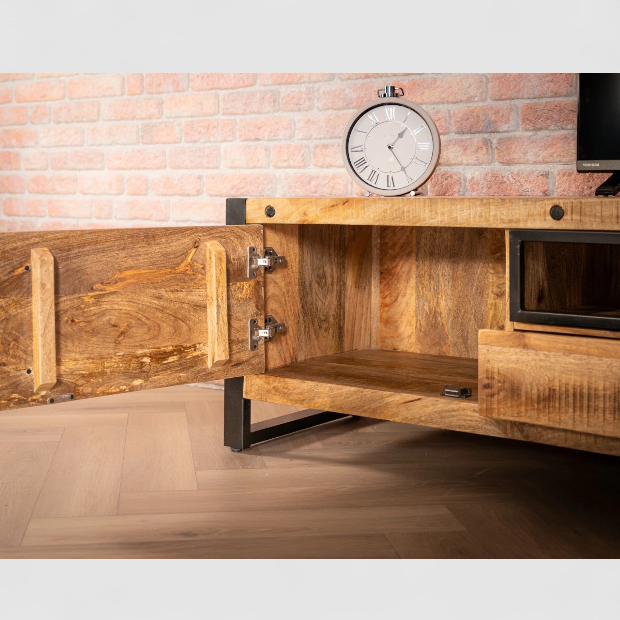 Iron Industrial Style Large Mango Wood Sideboard TV Unit