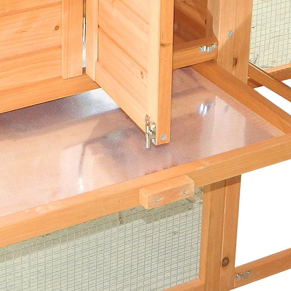 Wiltec poulailler bois sapin 172x66x120cm avec nichoir, grillage, bac galvanisé