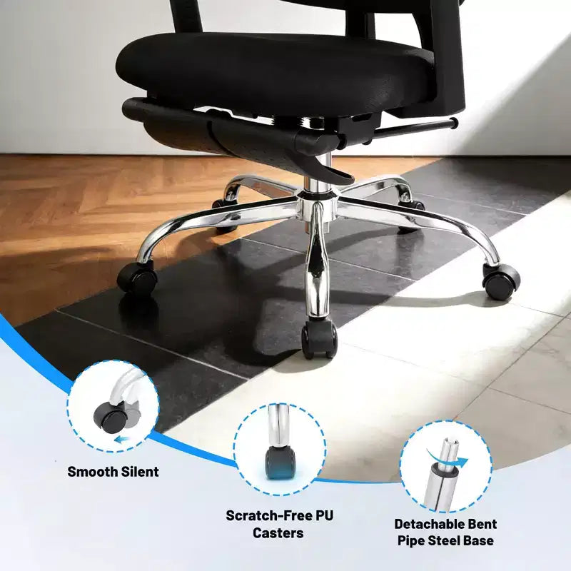 Chaise de bureau ergonomique en maille, Chaise de bureau à dossier haut avec support lombaire réglable 136 kg, Accoudoirs relevables 4D, Dossier inclinable sur 3 niveaux, Appuie-tête 3D, Roues en PU
