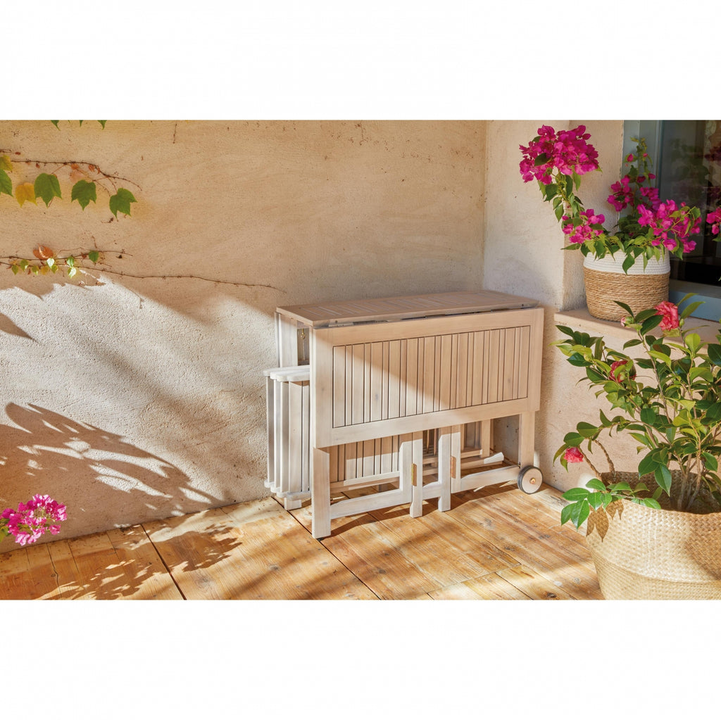 Conjunto de Balcón Mesa + 4 Sillas Madera de Acacia, Corfú