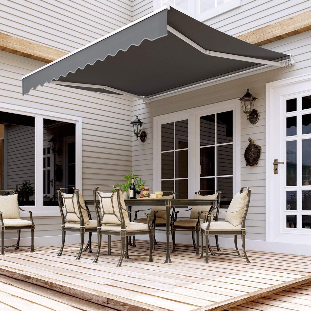 Store Banne Manuel, 250 x 200 cm, Auvent Rétractable à Bras Repliable, Store Articulé, avec Support Mural, Manivelle, Imperméable, Aluminium/Polyester, pour Balcon, Resto, Café, Anthracite