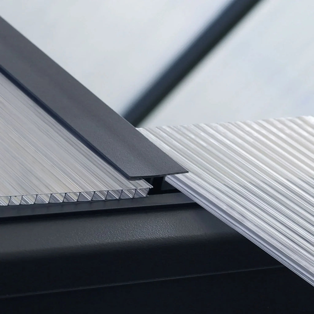 Serre de jardin aluminium VEIKOUS avec évent de toit réglable et porte verrouillable Grise
