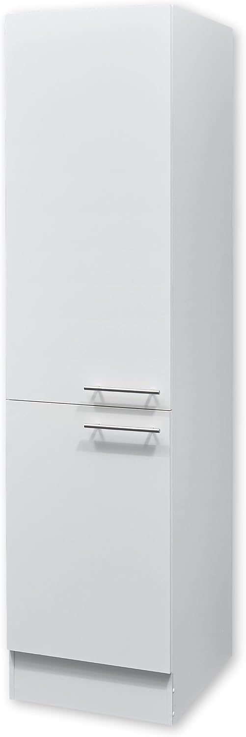 Stella Trading Eddy Moderne en Blanc Mat - Armoire de Cuisine spacieuse avec Beaucoup d'espace de Rangement, Bois d'ingénierie, Vorratsschrank