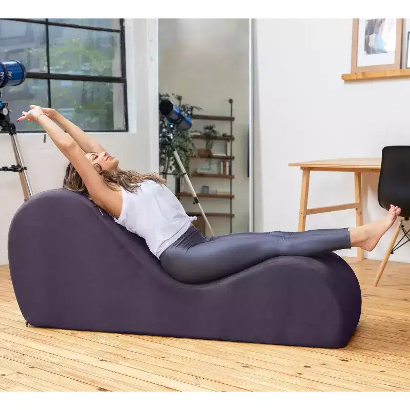 Avana Sleek Chaise Lounge for Yoga - Made in The USA - Great for Stretching, Relaxation, Exercise & More, 60D x 18W x 26H Inch, Light Grey