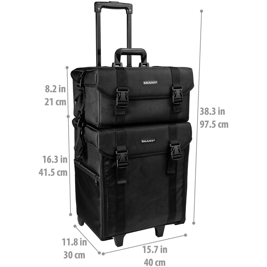Maletín Cosmético de Vinilo Negro Azabache con Ruedas – Bolso de Viaje para Maquillaje