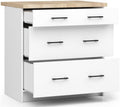 BDW Armoire de Cuisine OLIWIA S80 - Meuble Cuisine - Buffet - Panneau Stratifié 16 mm - Placage ABS - Design Moderne - Durable et Résistant à l'usure - Facile à Assembler - 3 Tiroirs - 80 cm - Blanc