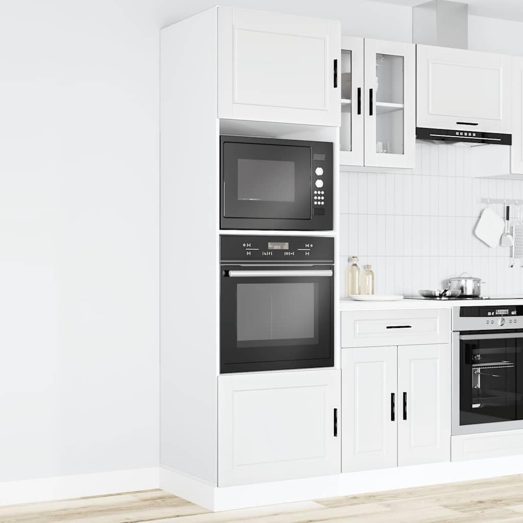 vidaXL Armoires de Four 2 pcs Porto Blanc Bois d'ingénierie, unité de Four, Armoire de Four de Cuisine, unité de Base de Four