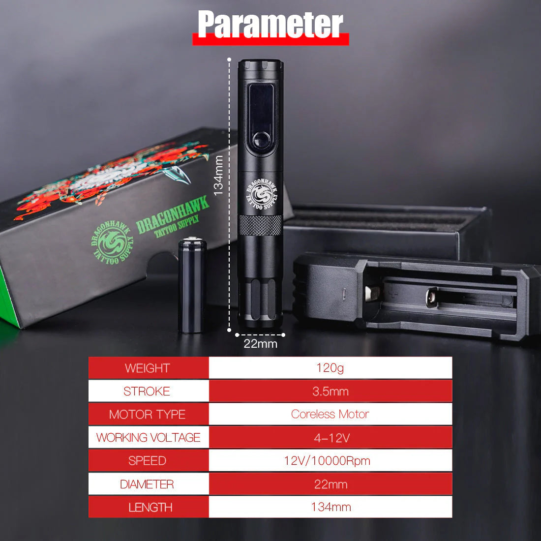 Máquina de Tatuaje Inalámbrica Dragonhawk X4 Pen