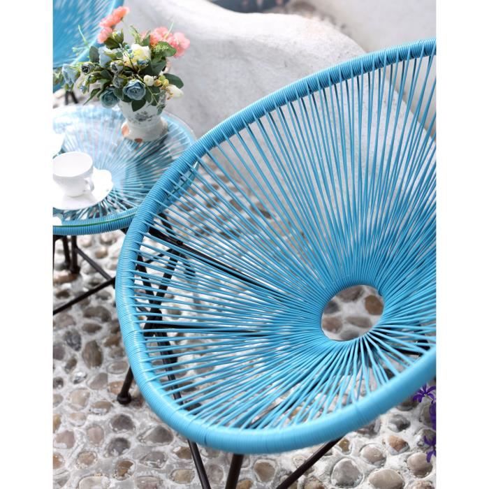 ACAPULCO - Ensemble de 2 fauteuils et table basse beige