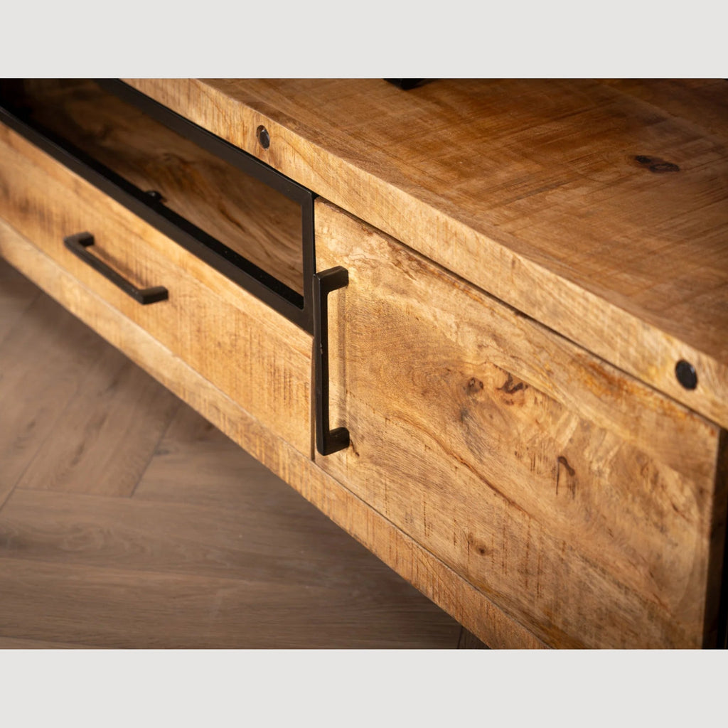 Iron Industrial Style Large Mango Wood Sideboard TV Unit