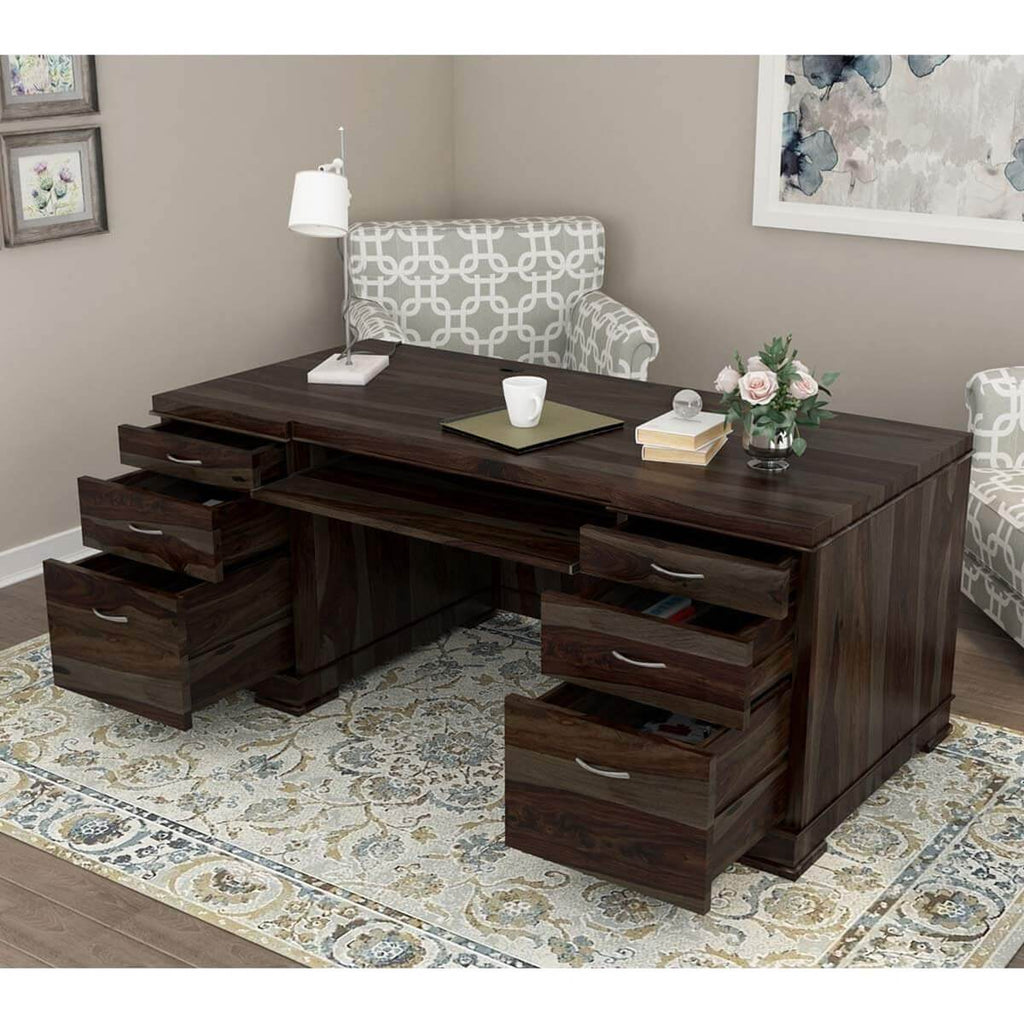 Nismaaya Acelin Modern Solid Wood Office Executive Desk With Keyboard Tray