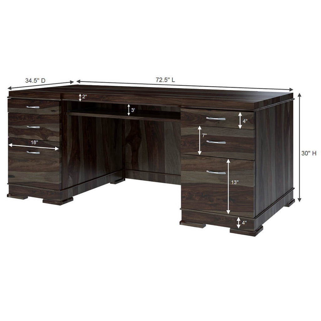 Nismaaya Acelin Modern Solid Wood Office Executive Desk With Keyboard Tray