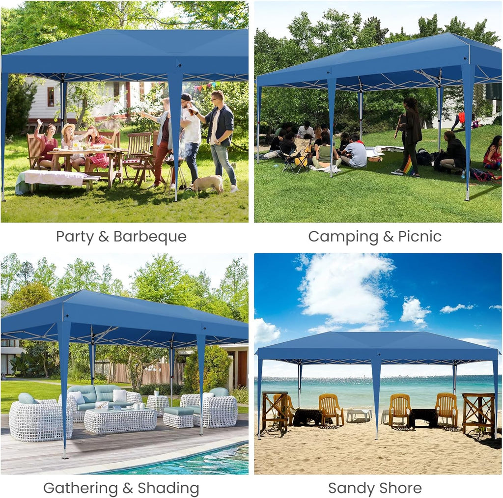 HOTEEL Tonnelle Pliante 3x6m étanche et Stable – avec 6 parois latérales, Construction en Une poussée, 8 Barres Pare-Vent – Tente de fête pour Mariage, Camping(Bleu)