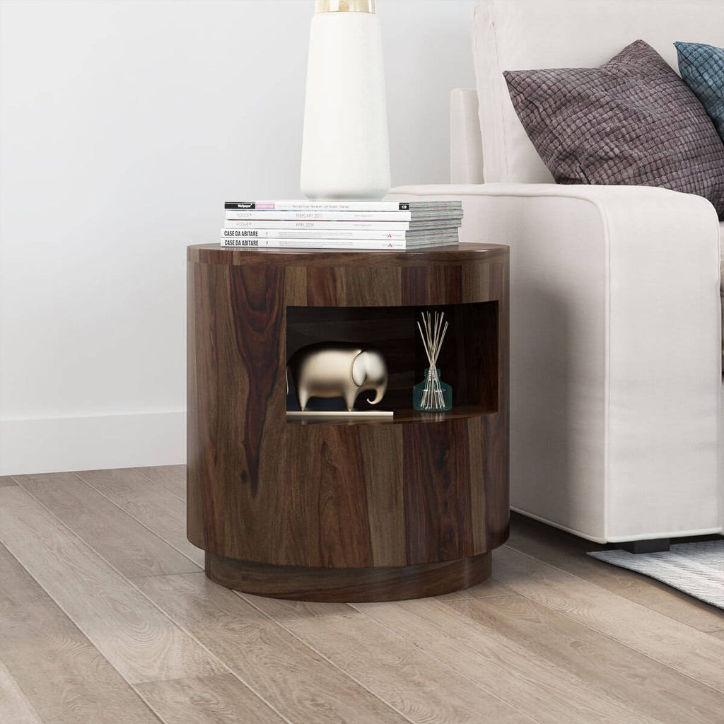 Adem Solid Wood Round End Table