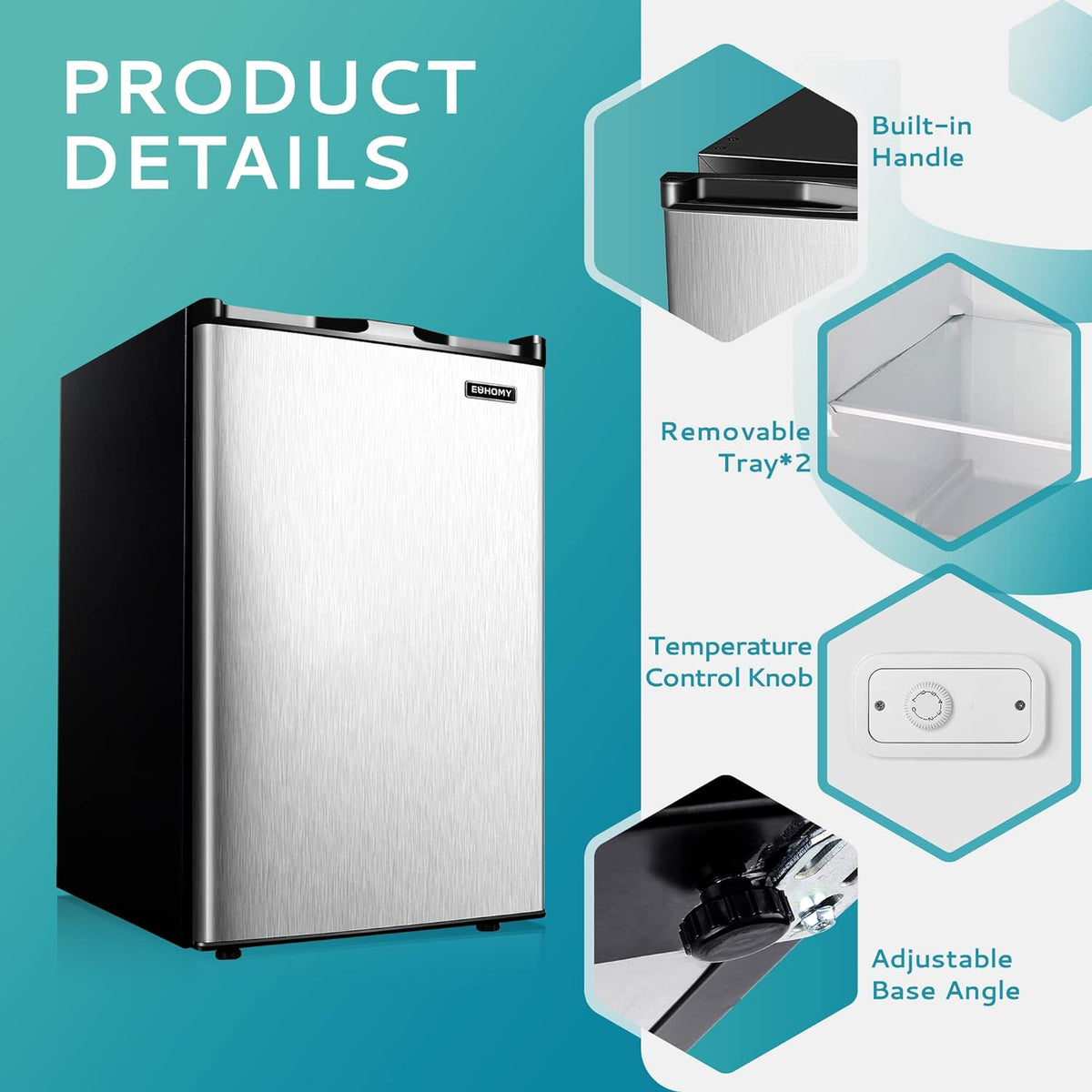 Congelador Vertical, 3.0 Pies Cúbicos, Congelador Mini Compacto de Una Puerta con Puerta Reversible de Acero Inoxidable, Congelador Pequeño para Hogar/Dormitorios/Apartamento/Oficina (Plateado)