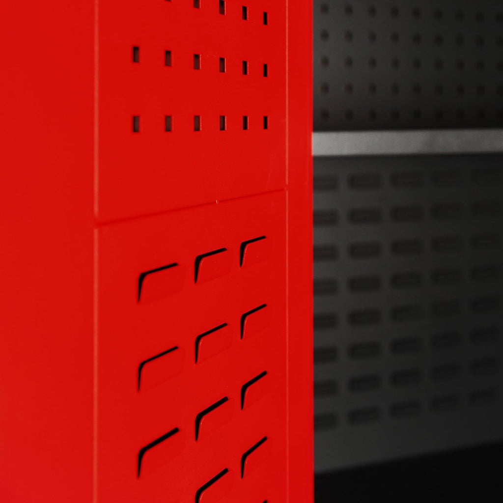 Jan Nowak Armoire à Outils TC02AM Armoire Meuble d'atelier avec 2 Tiroirs Portes battantes 3 étagères Peinture en Poudre 185 cm x 92 cm x 50 cm Anthracite-Rouge