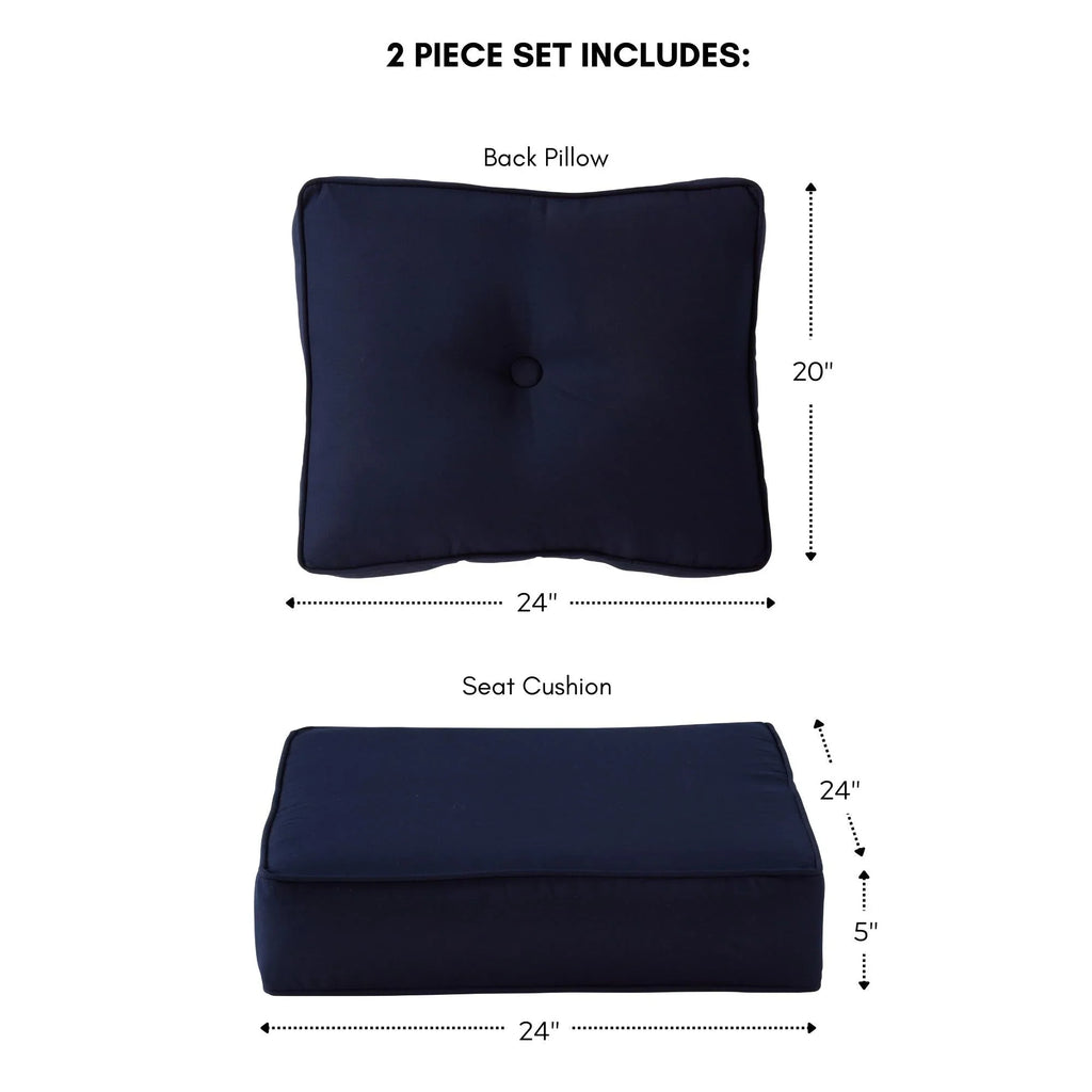 Ensemble de deux coussins d'extérieur haut de gamme Sunbrella pour assise profonde