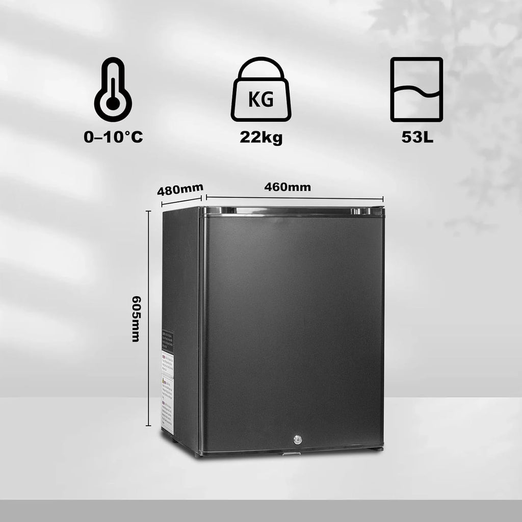SMETA Frigo 12V 220V, Frigo Camping Car Chambre Silencieux 53L, Réfrigérateur avec Serrure et Porte Réversible, pour Caravane Van Aménagé Voiture Chambre Bureau Gîte, Noir