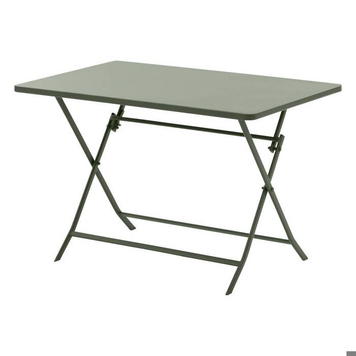 Table de jardin pliante carrée "Greensboro" pétrole 2 places en acier traité époxy - Hespéride