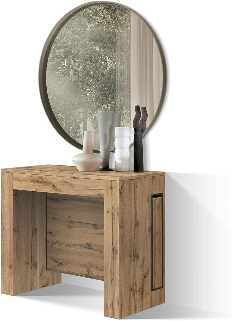 PAZZO DESIGN, Table Console Extensible avec Porte Rallonges Elvire, Chêne Rustique, Jusqu'à 12 Places, Table Console Cuisine, Made in Italy, De 45 à 300 cm - id_1931