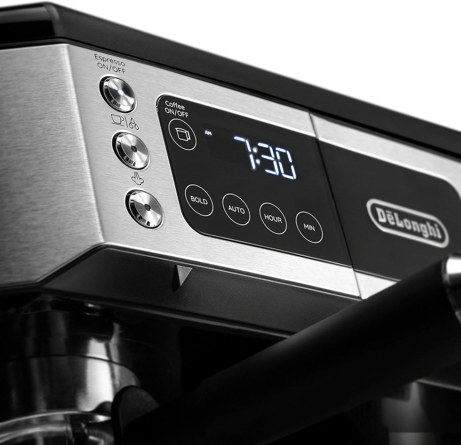 De'Longhi All-in-One Combination Coffee Maker & Espresso Machine + Advanced Adjustable Milk Frother for Cappuccino & Latte + Glass Coffee Pot 10-Cup, Black, COM532M