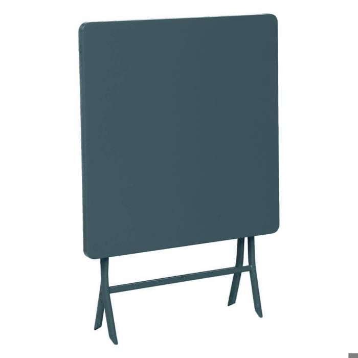 Table de jardin pliante carrée "Greensboro" pétrole 2 places en acier traité époxy - Hespéride