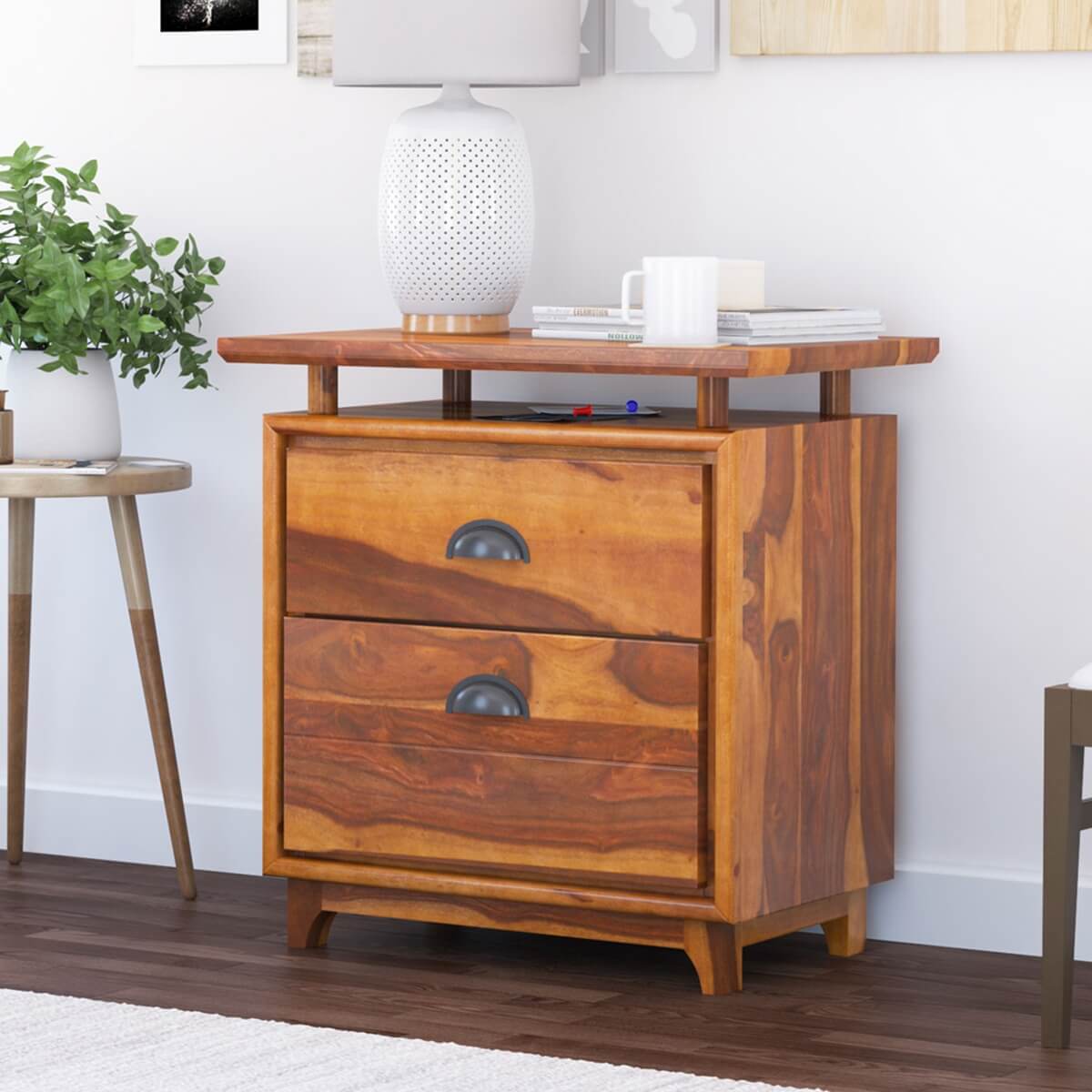 Nismaaya Acco Solid Wood 2 Drawer File Cabinet