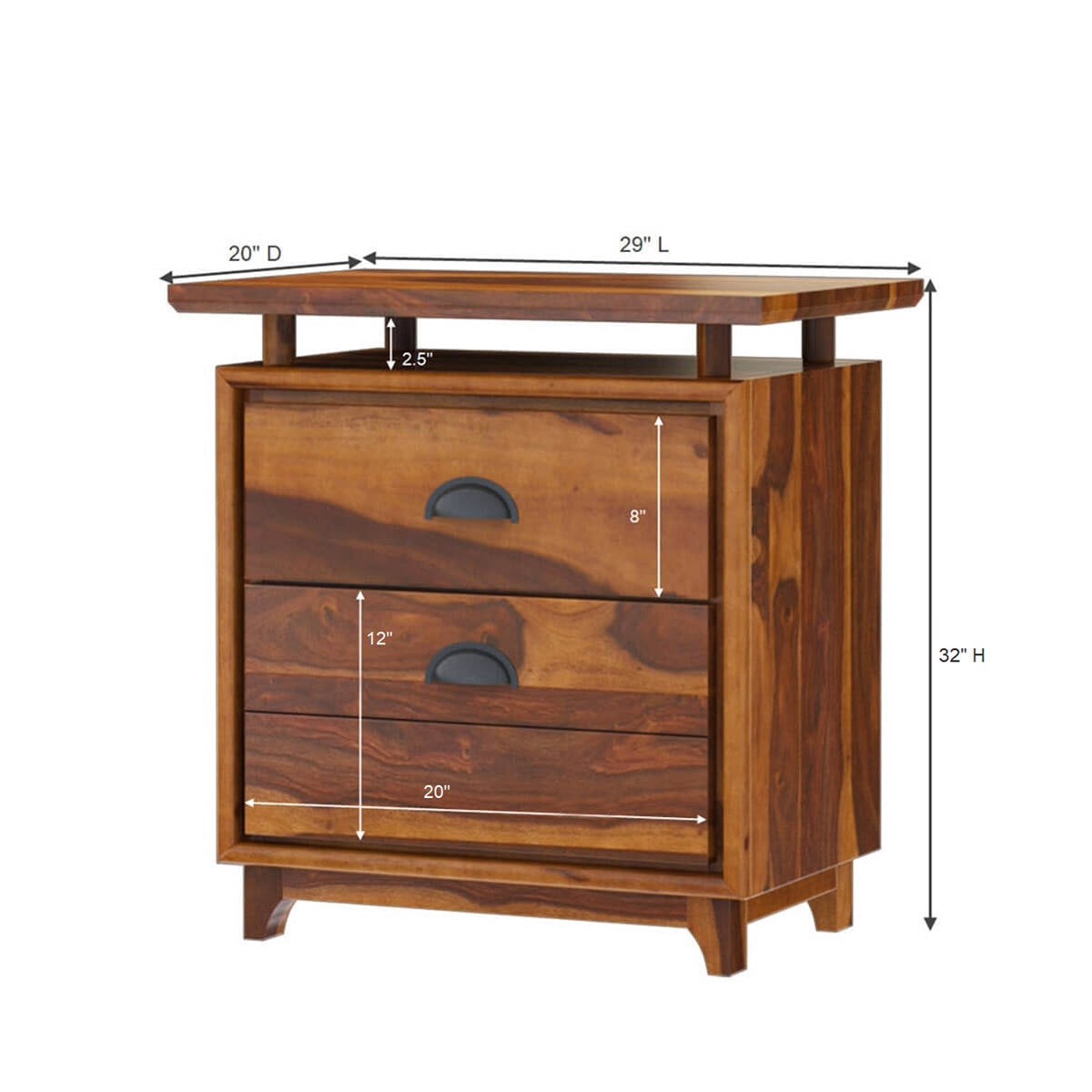 Nismaaya Acco Solid Wood 2 Drawer File Cabinet