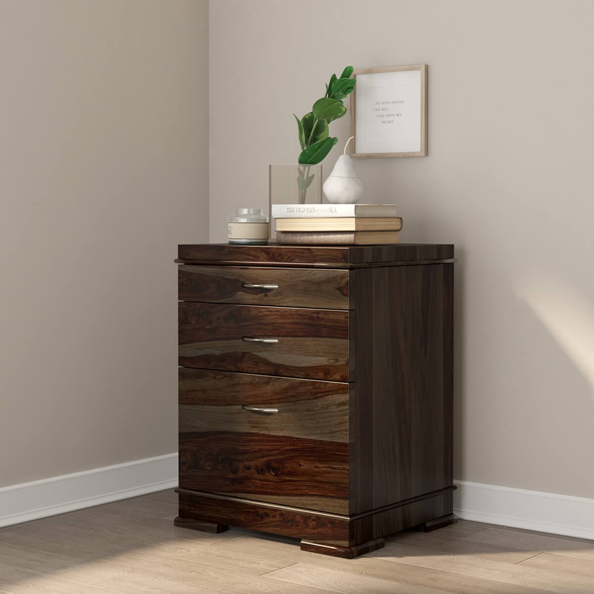 Nismaaya Acelin Modern Solid Wood 3 Drawer File Cabinet