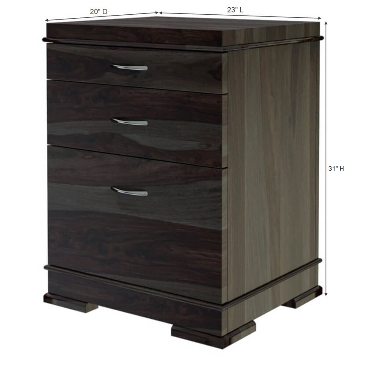 Nismaaya Acelin Modern Solid Wood 3 Drawer File Cabinet