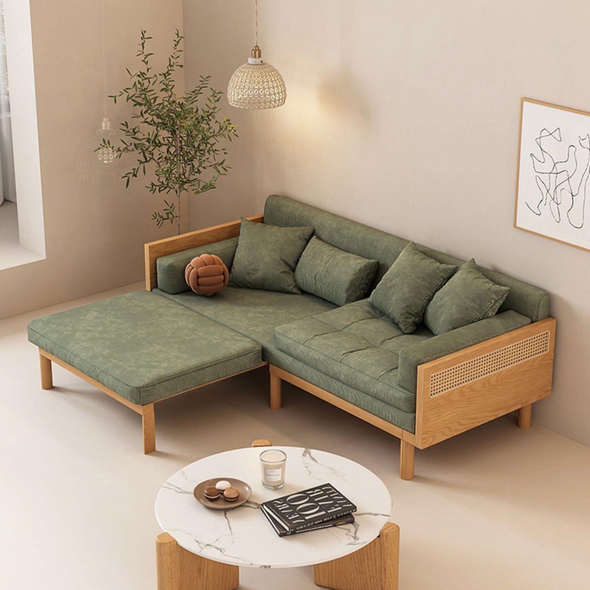 Nismaaya Multifunction Pull Out Sofa Cum Bed Solid Wood Frame