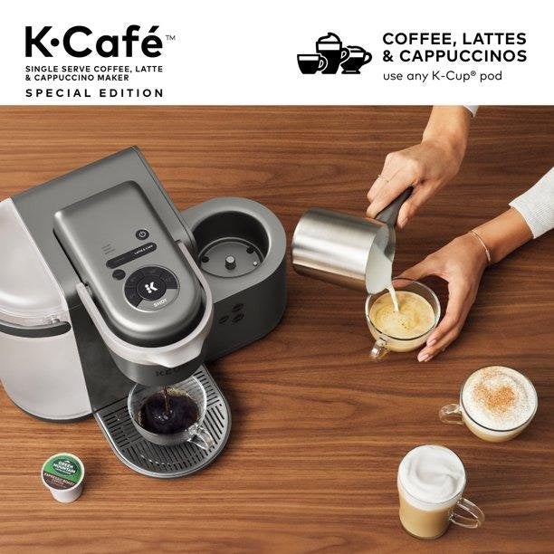 Keurig K-Cafe Cafetera de Una Taza, Plata/Gris