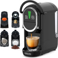 Cafelffe Machine à café automatique, cafetière à capsules 4 en 1 avec température réglable et 7 temps d'infusion préréglés, machine à expresso 19 bars pour NES/DG/ESE/café moulu, noir