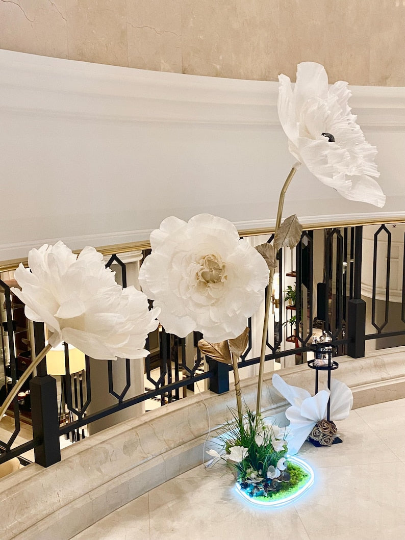 Amapola gigante de papel crepé, 1,8 m, decoración para bodas