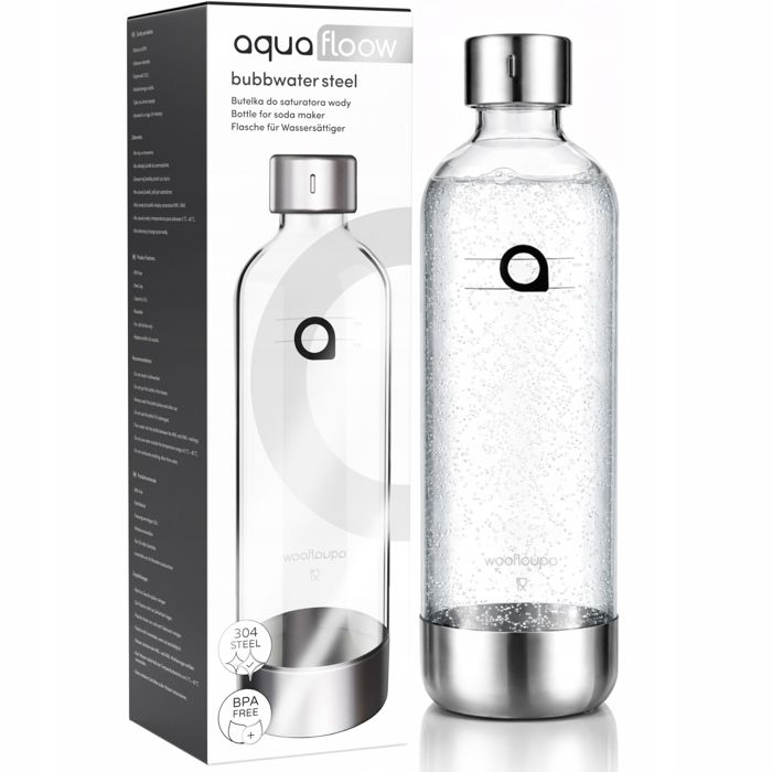 Aquafloow Machine à soda eau pétillante – acier – 3 bouteilles de 0,8 l – cylindre CO₂ inclus - Réglage d'intensité des bulles