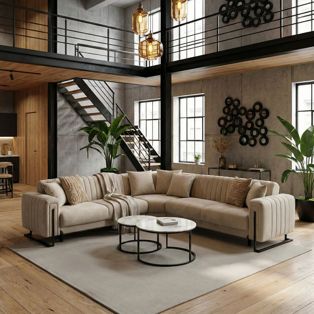 Canapé d'Angle Convertible avec Coffre – 310×260 cm, 2 Orientations