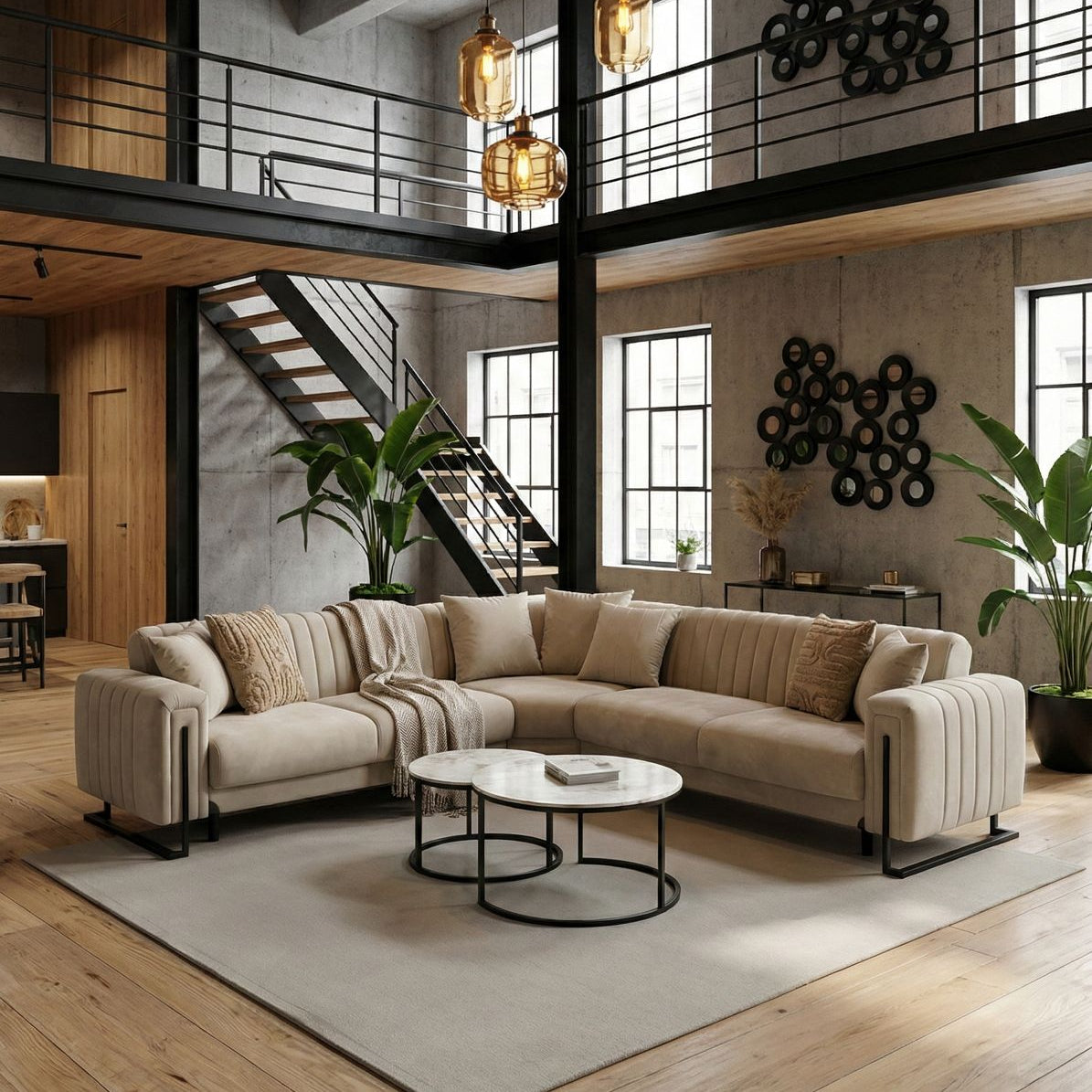 Canapé d'Angle Convertible avec Coffre – 310×260 cm, 2 Orientations