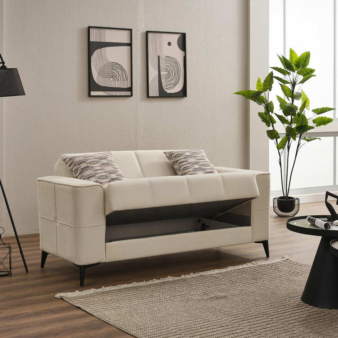 Canapé Convertible 3 Places avec Coffre – Tissu Chenille Anti-Tache