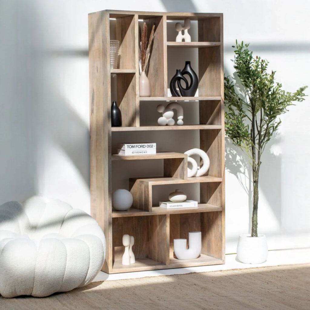 Nismaaya Open Wooden Display Shelves Unit