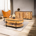 Flute Art Deco Design Solid Mango Wood 4 Doors Sideboard